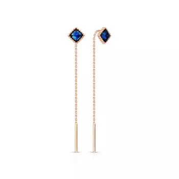 Золотые серьги с янтарем природным