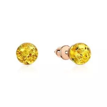 Золотые серьги с янтарем природным