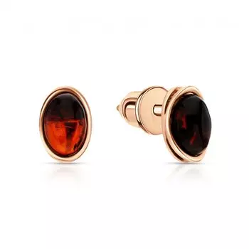 Золотые серьги с янтарями природными