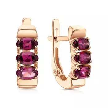 Золотые серьги с родолит и родолит природными