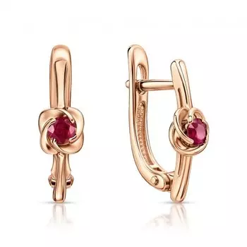 Золотые серьги с рубинами природными