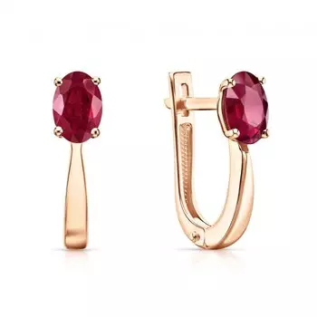 Золотые серьги с рубинами природными