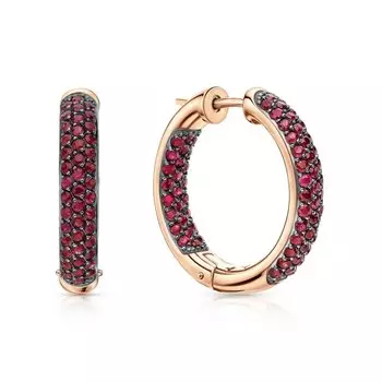 Золотые серьги с рубинами природными