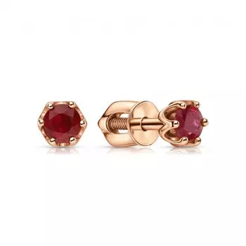 Золотые серьги с рубинами природными