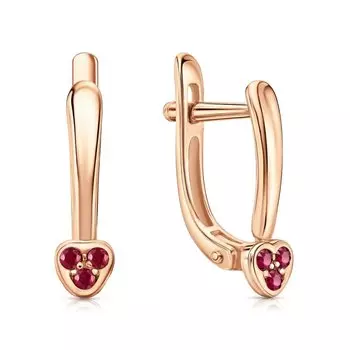 Золотые серьги с рубинами природными
