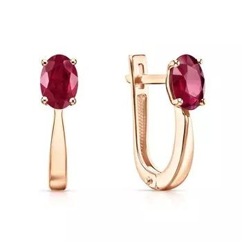 Золотые серьги с рубинами природными