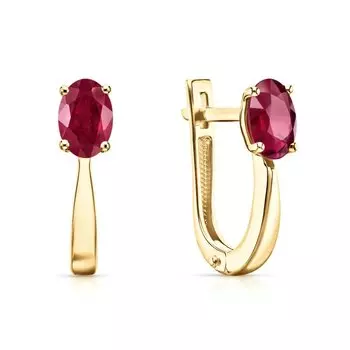 Золотые серьги с рубинами природными
