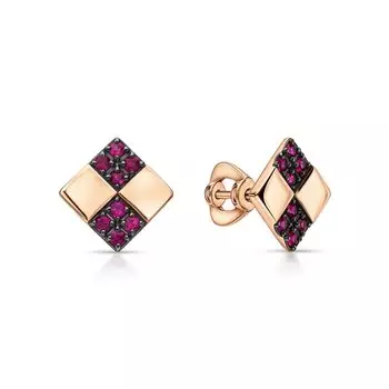 Золотые серьги с рубинами природными