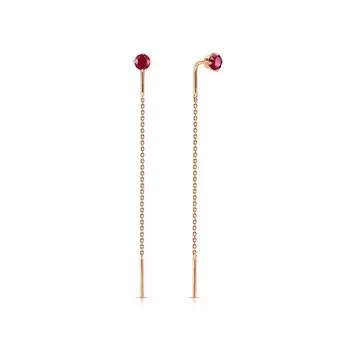 Золотые серьги с рубинами природными