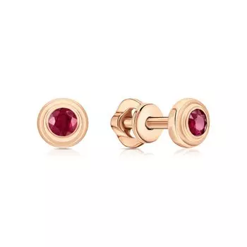 Золотые серьги с рубинами природными