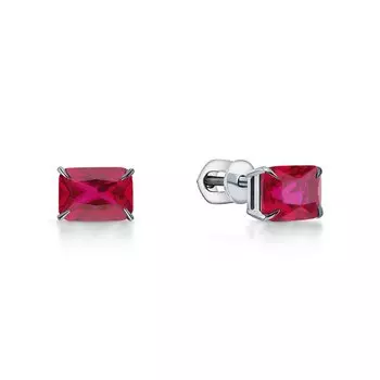 Золотые серьги с рубинами выращенными