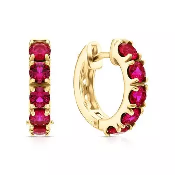 Золотые серьги с рубинами выращенными