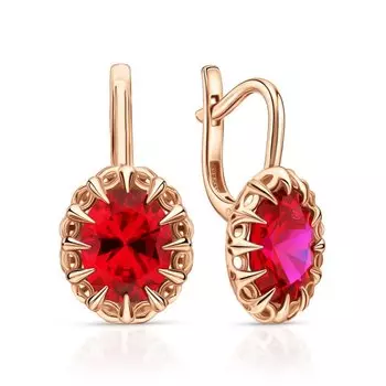 Золотые серьги с рубинами выращенными