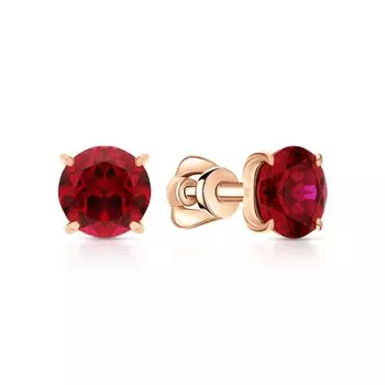 Золотые серьги с рубинами выращенными