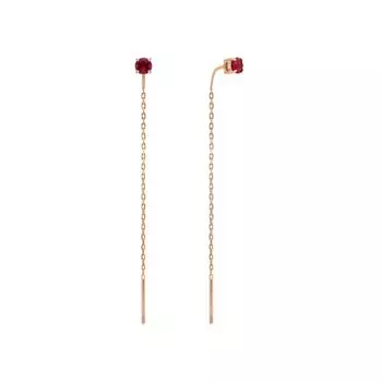 Золотые серьги с рубинами выращенными