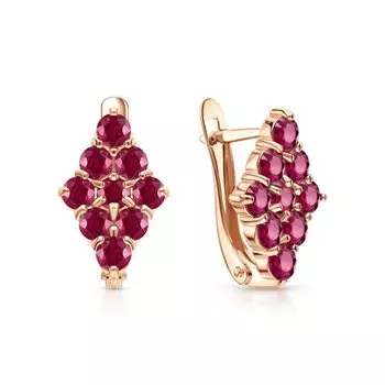 Золотые серьги с рубинами выращенными