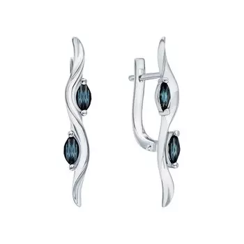 Золотые серьги с сапфирами природными