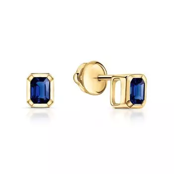 Золотые серьги с сапфирами природными