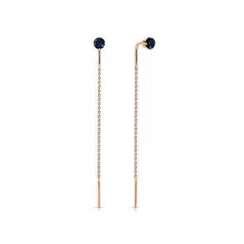 Золотые серьги с сапфирами природными