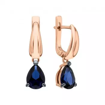 Золотые серьги с сапфирами выращенными