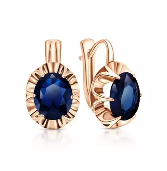 Золотые серьги с сапфирами выращенными