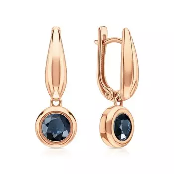 Золотые серьги с сапфирами выращенными