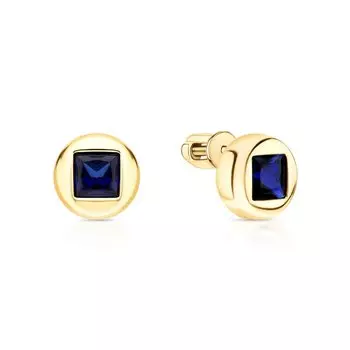 Золотые серьги с сапфирами выращенными