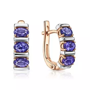 Золотые серьги с танзанитами