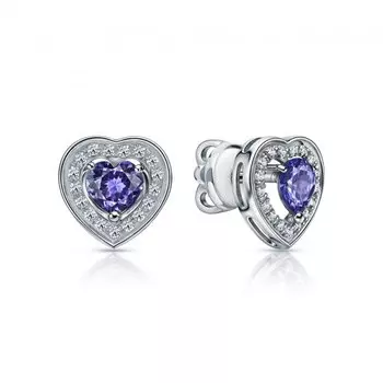 Золотые серьги с танзанитами и бриллиантами