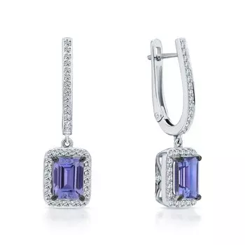 Золотые серьги с танзанитами и бриллиантами