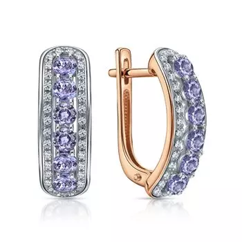 Золотые серьги с танзанитами и бриллиантами