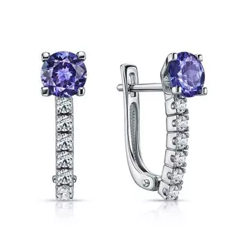 Золотые серьги с танзанитами и бриллиантами