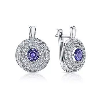 Золотые серьги с танзанитами и бриллиантами