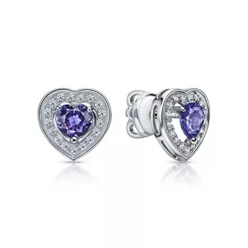 Золотые серьги с танзанитами и бриллиантами