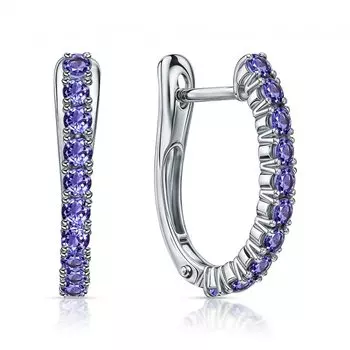 Золотые серьги с танзанитами природными