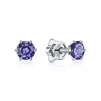 Золотые серьги с танзанитами природными