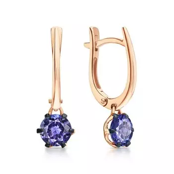 Золотые серьги с танзанитами природными
