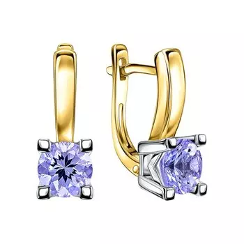 Золотые серьги с танзанитами природными