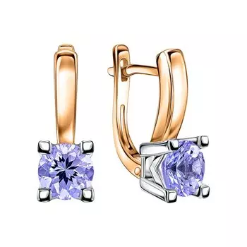 Золотые серьги с танзанитами природными