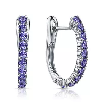 Золотые серьги с танзанитами природными