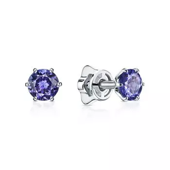 Золотые серьги с танзанитами природными