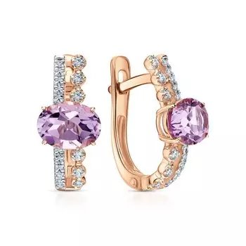 Золотые серьги с топазами, аметистами и бриллиантами