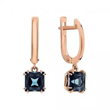 Золотые серьги с топазами природными