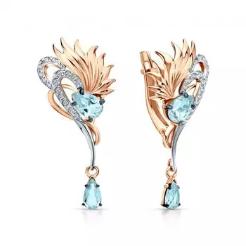 Золотые серьги с топазами природными