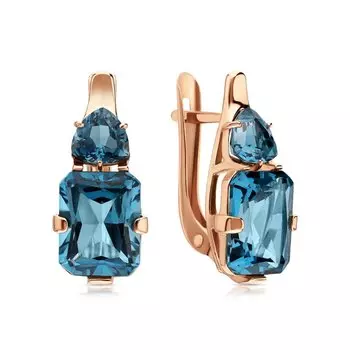 Золотые серьги с топазами природными