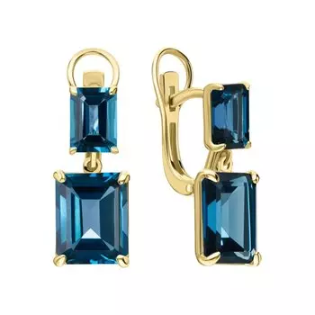 Золотые серьги с топазами природными