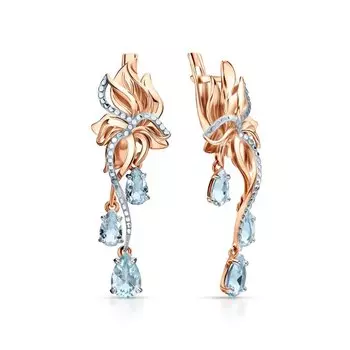 Золотые серьги с топазами природными