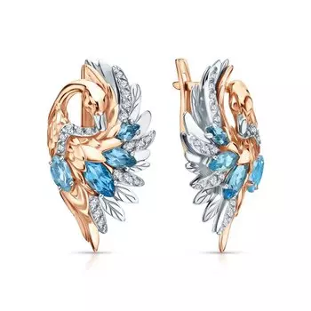 Золотые серьги с топазами природными