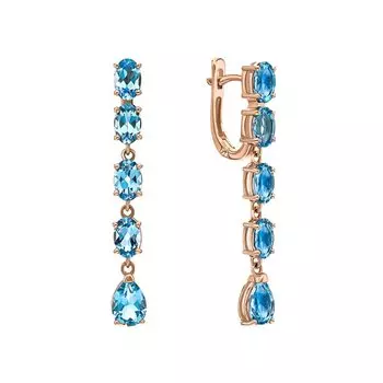 Золотые серьги с топазами природными