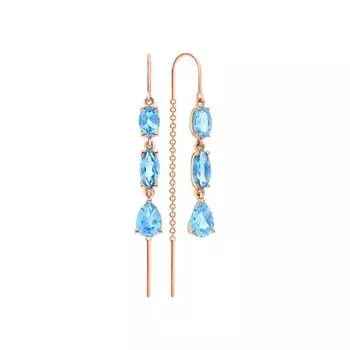 Золотые серьги с топазами природными